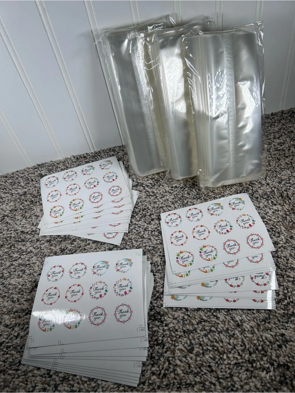 NWT 300 Heat Seal Bags + Thank You Stickers, Small Business Supplies Packaging